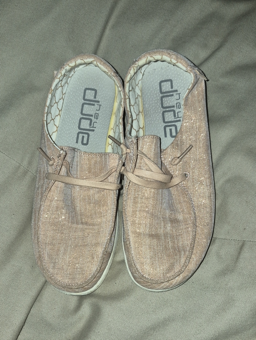 Hey Dude Women's Sparkking Rose Gold Woven Slip-On Sneakers